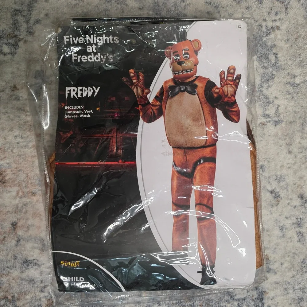Spirit Halloween Costume Kids M 8-10 Brown Freddy Fazbear Five Nights at Freddys